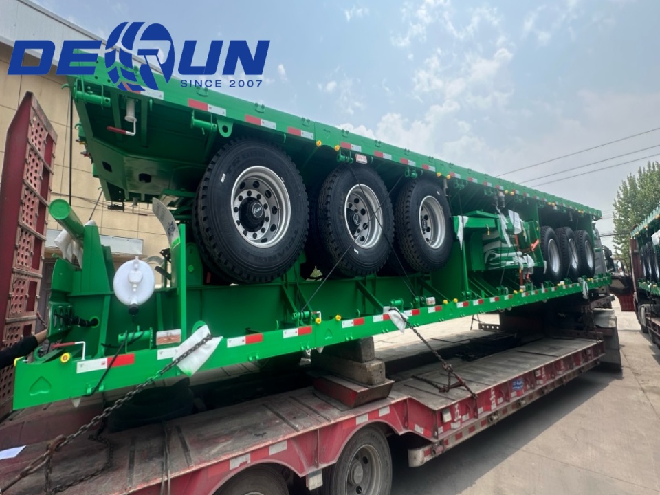 Derun 4 units Tri-axle cargo dropside semi trailer has been sent to Algeria