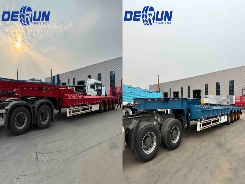 Derun 4 axle lowbed semi trailer successful headed towards the port