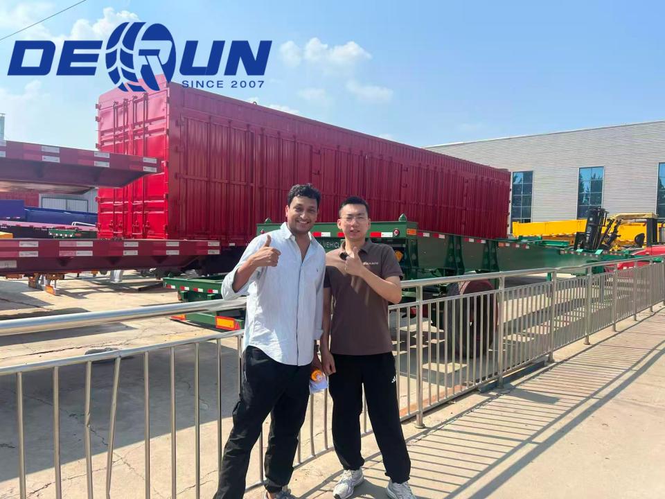 Australian Customer Inspected 3 Axle Flatbed Semi-Trailers at Derun Factory