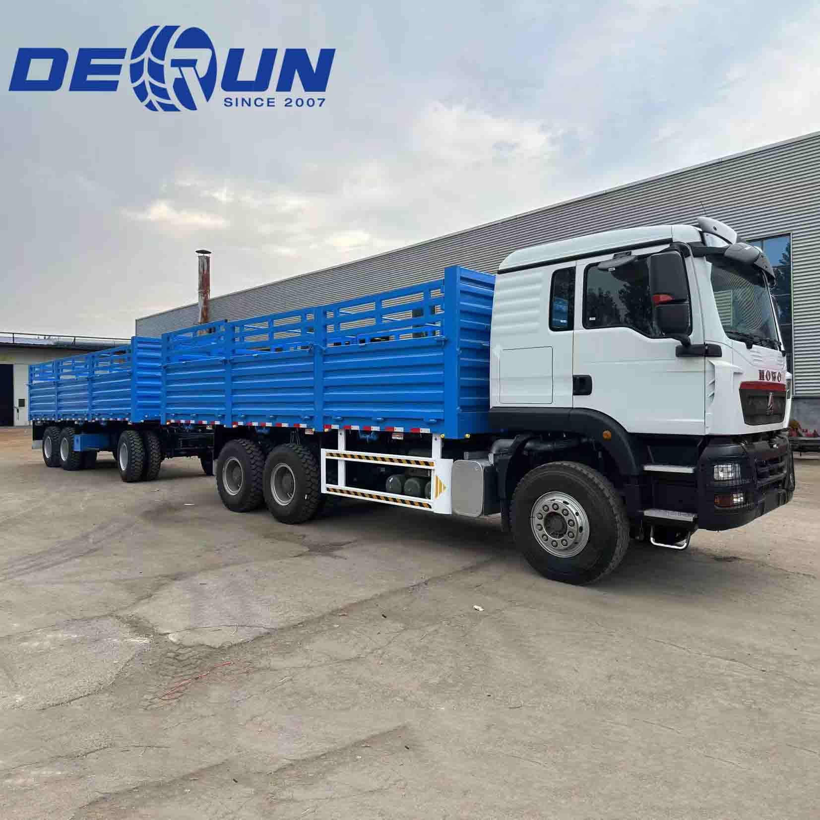 Sinotruk Howo TX 6x4 Fence Cargo Truck With 3 Axle Drawbar Trailer